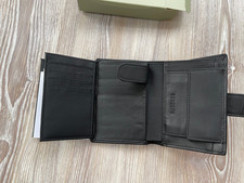 Portafoglio Uomo Nero Porta Carte di Credito Blocco RFID Minimalista Trifold - NUOVO