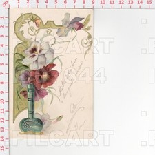 I7644 FIORI VIOLA VIOLE ILLUSTRATORE 1901 IN RILIEVO PER FINO MORNASCO