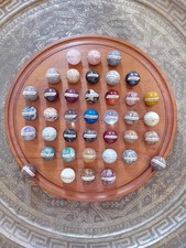 Vecchia Dama Cinese legno pietre naturali Francia XX s. diam. 49 cm biglie 4 cm