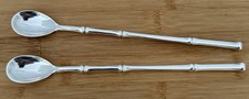 2 RARI CUCCHIAINI DA TÈ GHIACCIATI TIFFANY ARGENTO STERLING MODERNO MOTIVO BAMBÙ 7 3/4”