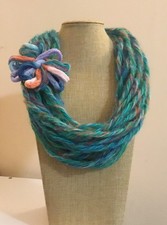 Sciarpa collana, scaldacollo, collana fatta a mano, sciarpa misto lana