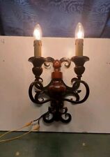 Antico Applique Fiorentino Legno E Ferro Anni 40 lampada a candeliere patina