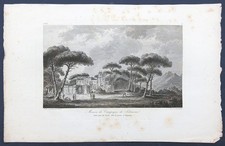 Stampa antica villa Solimena Ottaviano napoli saint non 1795 acquaforte veduta