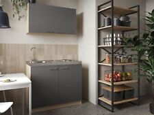 Cucina Mini Cucina Singlekueche Pantry Rovere Ruvido-Segato Grigio Merle 100 CM
