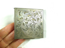 IDEA REGALO VECCHIO SPECCHIETTO PORTACIPRIA ARGENTO 800 FIRENZE INCISO VINTAGE