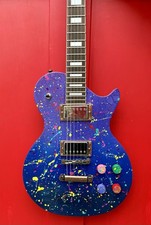  Chitarra personalizzata dipinta a mano stile LP - finitura blu/viola splatter