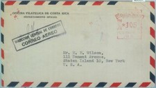 85997 - COSTA RICA - STORIA POSTALE - FRANCOBOLLO MACCHINA rosso su COPERTINA anni '40