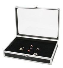 VETRINETTA IN ALLUMINIO PER 30 ANELLI - Dimensione: ca. 30 cm x 21 cm x 6,5 cm 