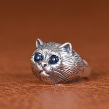 Anello Gatto Con Occhi Blu In