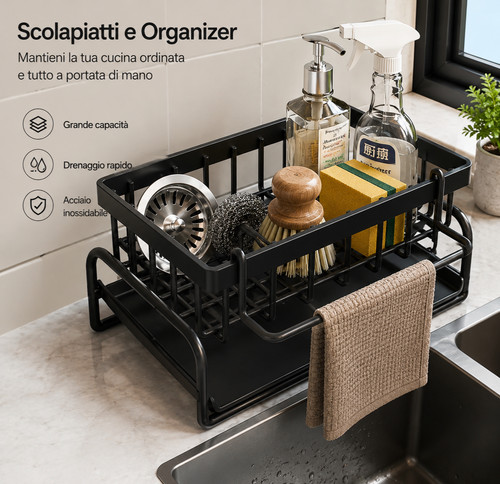 Scolapiatti lavello nero - da,