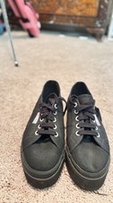 Superga Black Canvas Platform