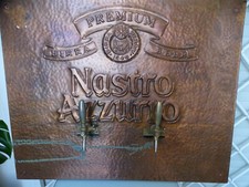 BIRRA PERONI NASTRO AZZURRO-GRANDE PLACCA PUBBLICITARIA RAME SBALZATO+RUBINETTI