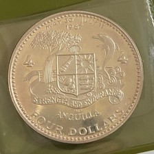 HN Anguilla 1969 4 dollari Ag gr.28,48 in astuccio zecca Proof KM#18  r444