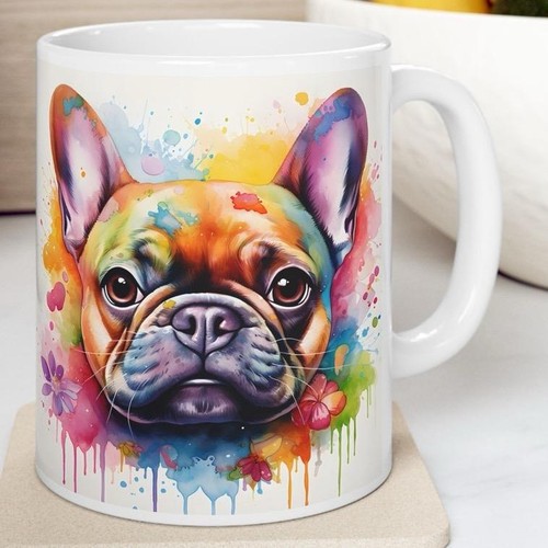 French bulldog floral - floral, coffee