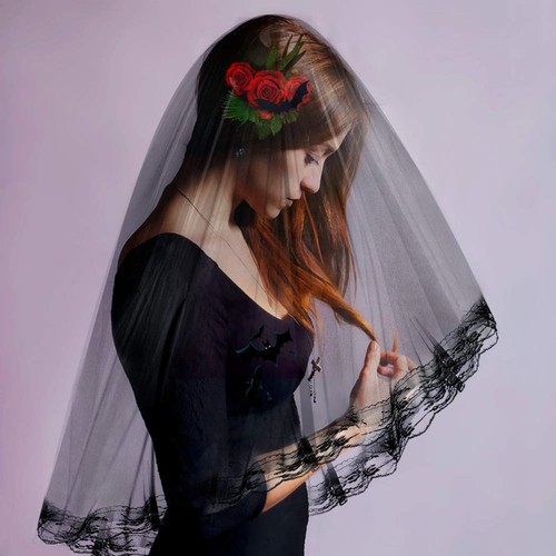 Velo sposa nero a doppio - ,