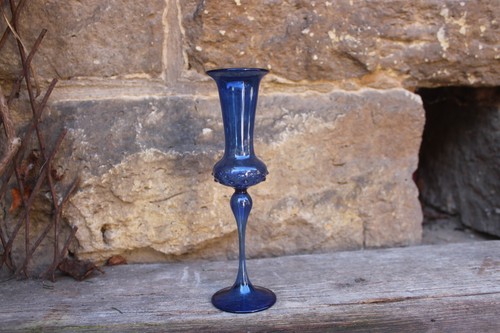 Vaso calice blu vetro - , soffiato