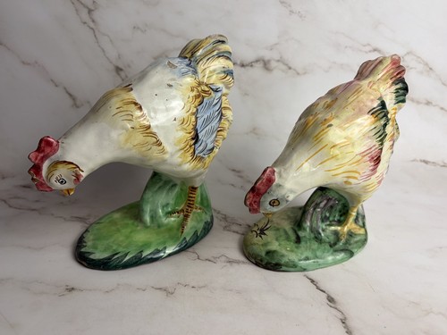 Statuine gallo maiolica