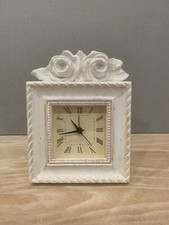 orologio appoggio sveglia artigianale shabby chic in legno con rose  