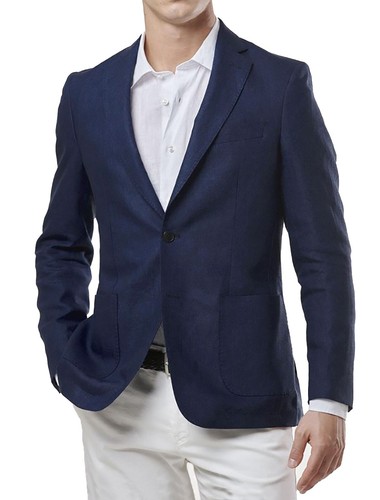 Uomo giacca lino blu - in,