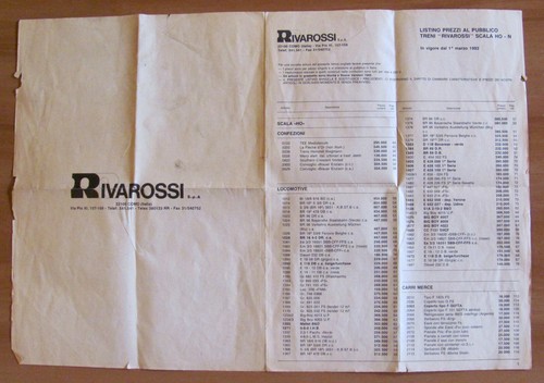 Rivarossi listino prezzi - rivarossi,