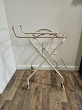 Giradischi o supporto TV MCM vintage in metallo arrotolabile