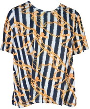 Black White Stripe Chain Print