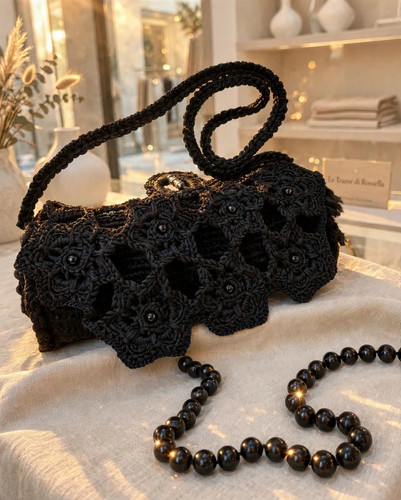 Black sicilian crochet - black,