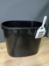 Cuccia per Gatti con Pala fino a 7 kg Nera Senza Coperchio Toilette per Gatti Leggera...