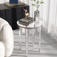 Tavolino vetro argento lucido