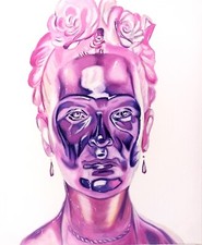 dipinto a mano olio su tela Frida Kahlo Testa Di Moro 