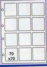 20 FOGLI CONTENITORI RACCOGLITORI FIGURINE CARDS 70 x 70  MM DA 12 TASCHE