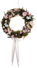 Ghirlanda Porta Primavera Con Lepri E Ranuncoli Crema Rosa D.35cm Creaflor Casa