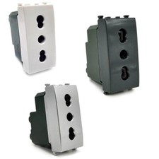 Kit 2 Prese bipasso bivalente 10-16A compatibile con vimar plana presa elettrica