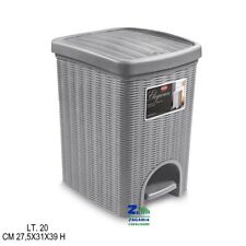 PATTUMIERA A PEDALE ELEGANCE LT. 20 STONE GREY EFFETTO RATTAN IN PLASTICA