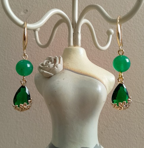 Orecchini giada cabochon - e,