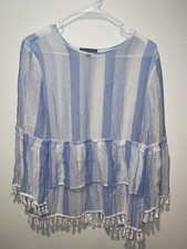 Camicetta boho a righe blu e