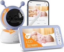 BOIFUN 2K 5"LCD PTZ Babyphone con Fotocamera 10m Visione Notturna, Tracciamento Automatico
