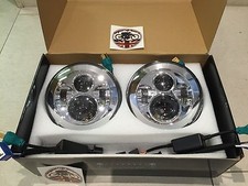 Coppia FARI LED 7" POLLICI LAND ROVER DEFENDER DOT SAE E OMOLOGATI CROMATI 734C 