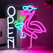 Flamingo Open Scritte Neon