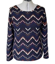 Maglione donna top t shirt UK 14/46 blu navy multi top etichetta blu bianco rosso NUOVO ETICHETTA