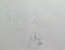 VECCHIO BOZZETTO PITTORE MODENESE G. PANCALDI FIGURE FEMMINILI E VOLTI P28.9