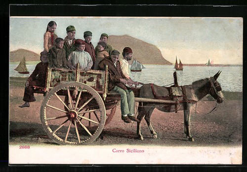 Cartolina carro siciliano - carro,