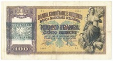 100 FRANCHI ALBANESI BANCA NAZIONALE ALBANIA REP. POPOLARE ALBANESE 1945 qBB