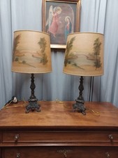 Coppia Candelieri Lampade In Bronzo   Epoca 900
