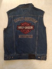 Harley Davidson Gilet Denim PERSONALIZZATO Uomo Med Biker Logo Scudo Ricamato