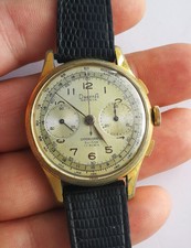 Chronograph DREFFA GENEVE Wrist Watch Landeron Gold Plated Vintage Suisse Watch
