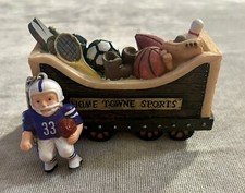 Sports Express Train JCPenney Home Towne statuina di Natale vintage 99 W mini giocatore