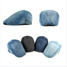 Uomo Unisex Jeans Cappello Coppola Golf Guida Cabbie Baker Basco Retrò Blu