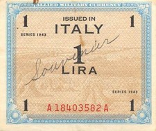 Italy  1  Lira Series of 1943