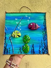 quadro dipinto a mano,con Materiale Di Recupero 20x20